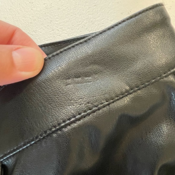 H&M Black Leather Vegan Pants 12 Emo Goth punk biker whimsygoth indie rave - Picture 8 of 10